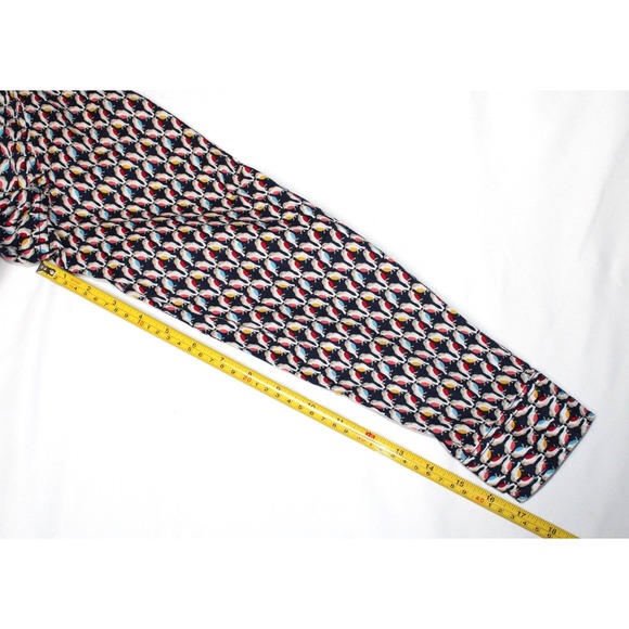 St. John Bay Womens Navy Multicolor Bird Pattern Button Long Sleeve Shirt Blouse - Picture 9 of 11